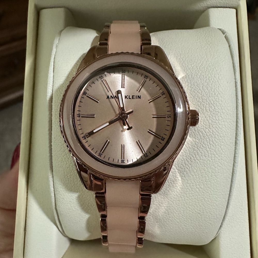 Anne Klein Gold Watch with Crystal Embellishments